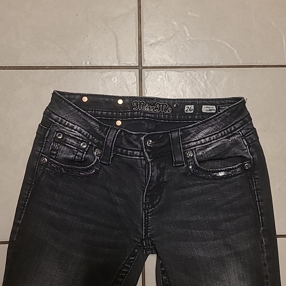 Miss Me Womens JP597654 Black Bedazzled Skinny Jeans 26 - Picture 2 of 6